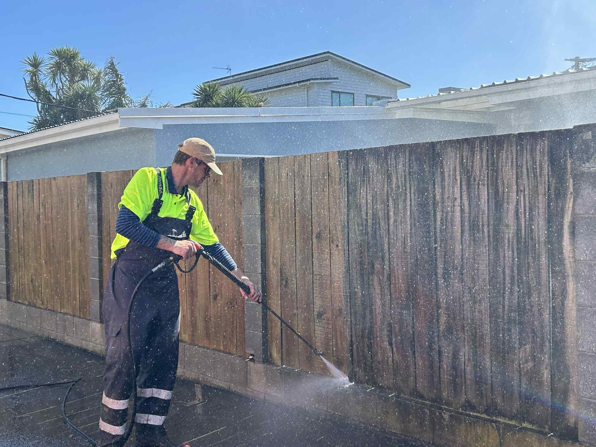 Pressure washing driveway
